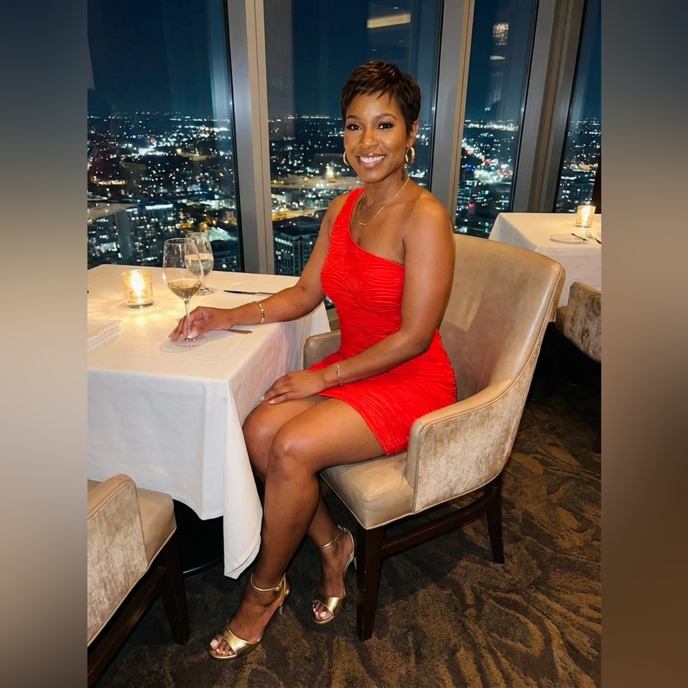 One‑Shoulder Textured Red Bodycon Dress
